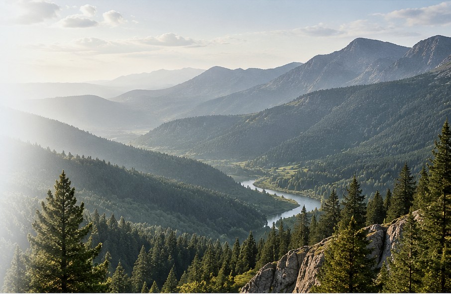 Forest and mountain landscape